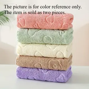 2pcs Soft And Absorbent Coral Velvet Cartoon Face Towel, Hand Towel For Bathroom, Super Absorbent Towel
