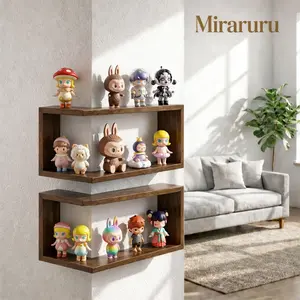 Miraruru Wooden Corner Shelf For Diy with Light - Display Rack ,  Floating Wall Shelf for Collectibles & Decor kitchenr organizer storage Wall-Mounted  home organizationlmprovement shelf decorative open space fashion toy wooden cheap tier organizer stand