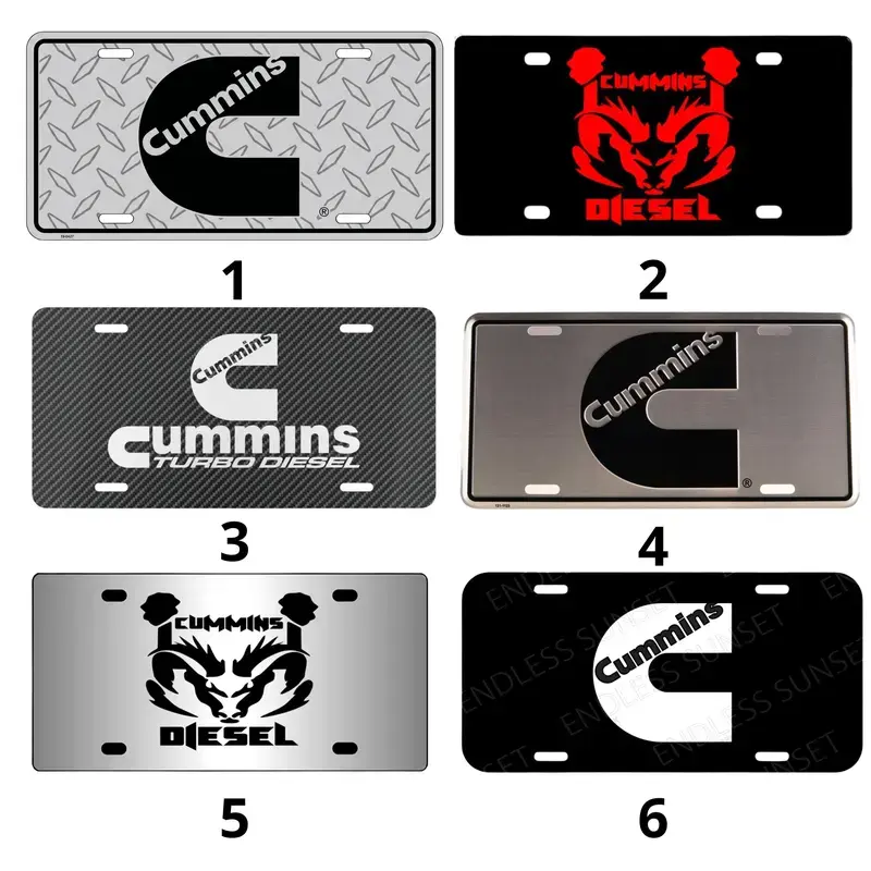 Cummins Diesel Auto Tag Car License Plate Accessory, Engine Sign Decal Emblem Diesel Gear Truck Tag Vehicle Decor