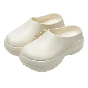 Chef shoes, new for spring/summer slip-on mules with height-boosting thick soles, waterproof, suitable for outdoor and home use, closed-toe slides for men and women