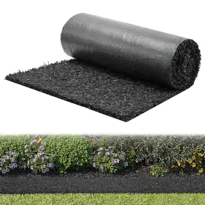 VEVOR Rubber Mulch Mat Roll, 96x 24 in Recycled Rubber Mulch Mat, 0.5 Thick Cuttable, Reduced Weed Growth, Natural-Looking Weed Barrier Mat, Permanent Walkway Pathway for Landscaping