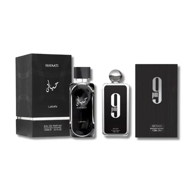 Lattafa Hayaati Eau De Parfum 3.4FL.OZ & Afnan 9pm Eau De Parfum 3.4FL.OZ