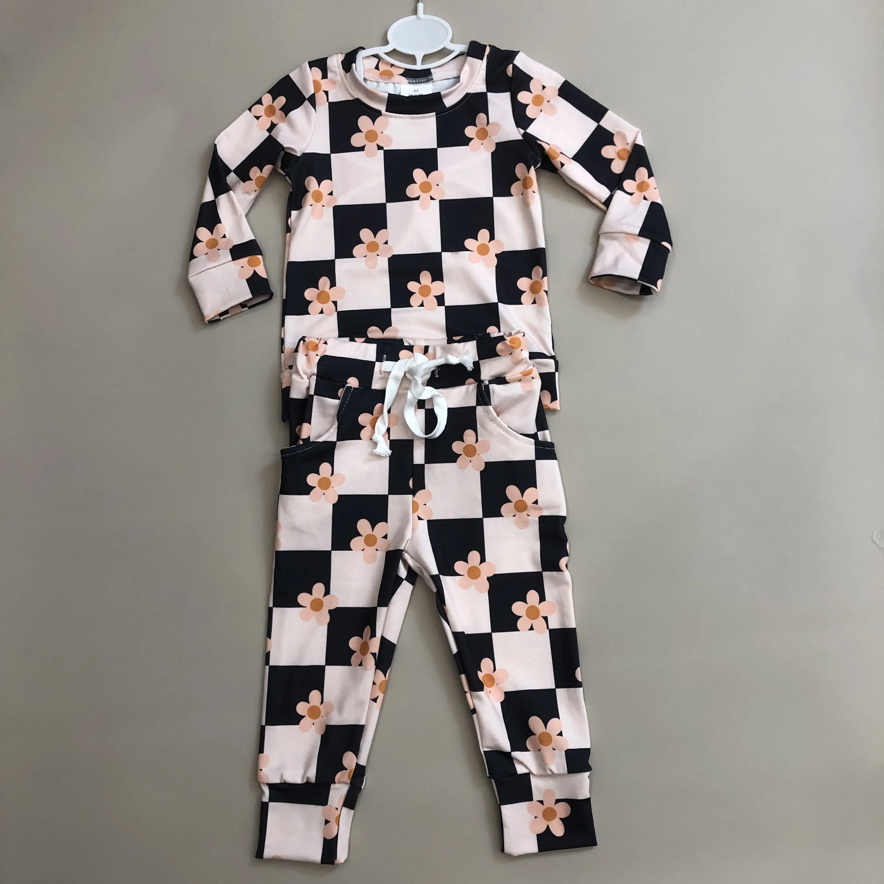 Kids Girl Winter Clothing Set Floral Pockets Toddler Winter Outfit