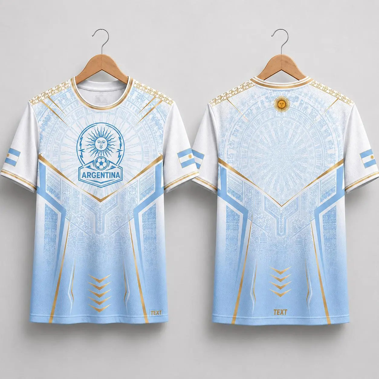 [Hot Today] - Argentina White Blue Soccer Jersey Shirt, Sun Pattern Fan Sports Tee