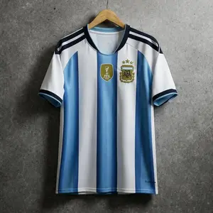 Argentina Soccer Jersey 2026 Embroidered Logo, Argentina Football Shirt Blue White Stripes, soccer jerseys, soccer parka, Retro Green Soccer Jersey