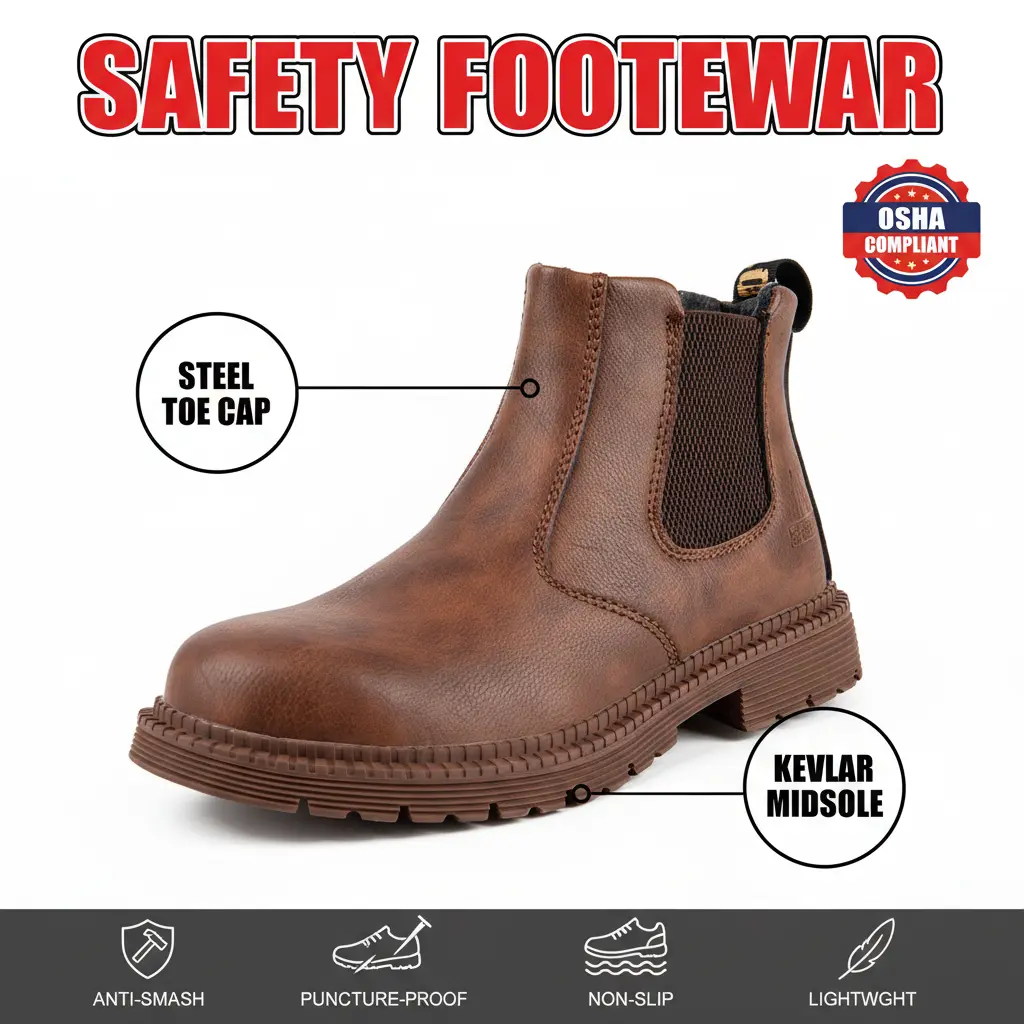 Women's Work Safety Footwear - Indestructible, Puncture-Resistant, Orthopedic, Waterproof, Anti-Slip, Durable, Comfortable Round Toe Shoes for Workers, Kitchen Use, Dry Wear