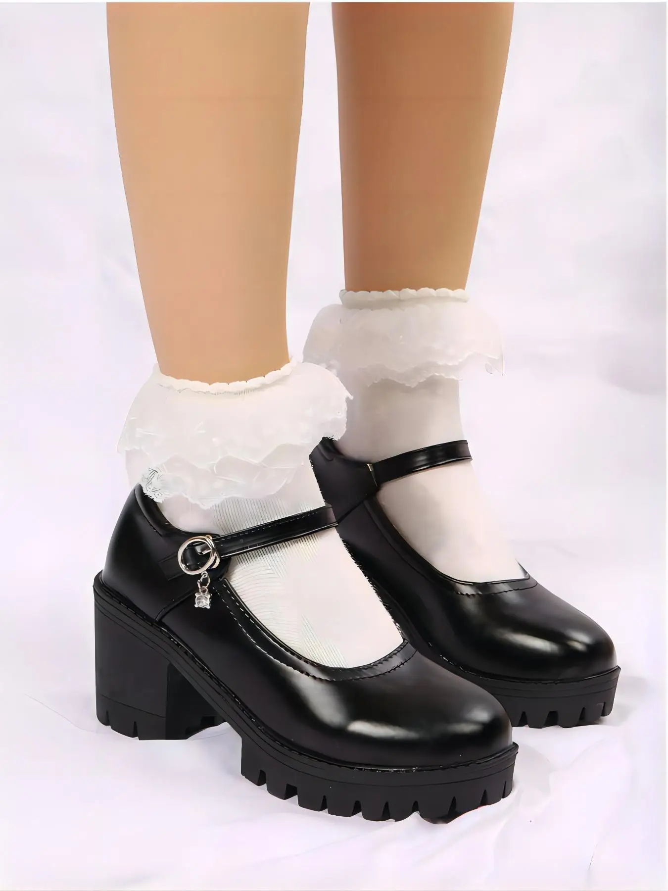 Women's 1 Pair Solid Color Mary Jane Platforms, Fashionable Round Toe Buckle Design High Heel Pumps for Daily Wear