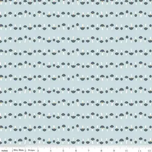 Forest Village Mushrooms on Blue By Riley Blake