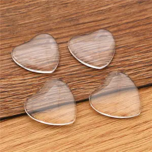 10pcs/lot 25mm Heart Flat Back Clear Glass Cabochon, , Lose Money !!!(Z3-14)