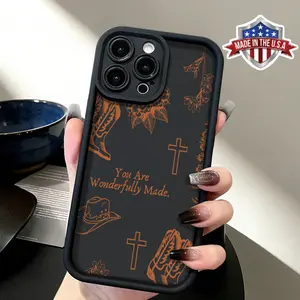Vintage Christian Cross Cowboy Boots Quote Aesthetic Pattern Case for iPhone 17 16 15 14 Pro Max 13 12 11 XR XS Plus Air Slim Shockproof Anti Drop Protective Durable TPU Cover