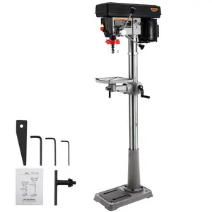 13 in Floor Drill Press, 288-3084 RPM Variable Speed Cast Iron Bench Drill Press, 0-45°Tilting Worktable, Tabletop Drilling Machine