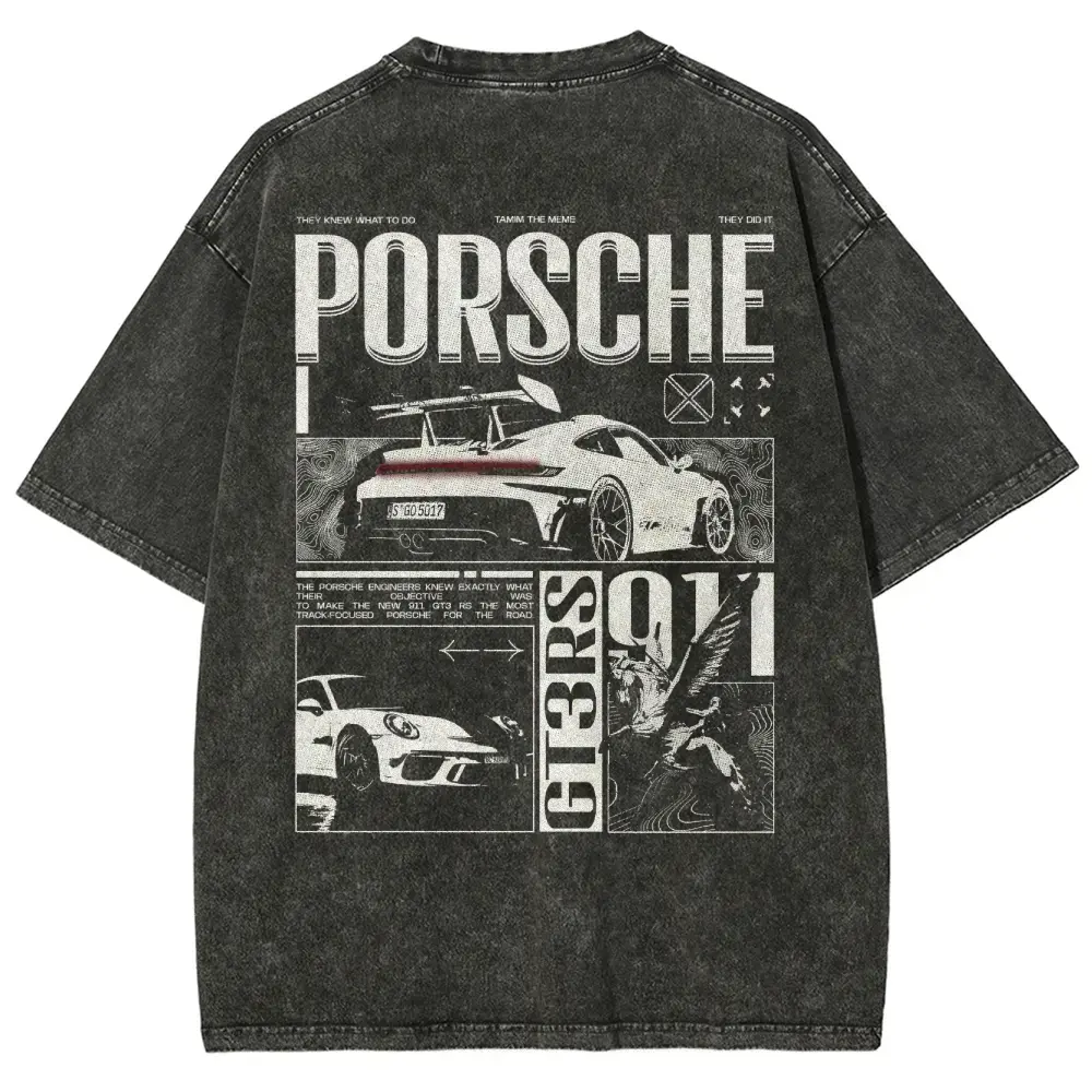 Vintage GT3RS Graphic Washed T-Shirt - Unisex Oversized Acid Wash Streetwear Tee. Premium Retro Sports Car Apparel Tops For Men, Casual Y2K Urban Clothing, The Ultimate Car Guy Gift For Summer Outfits, Track Meets, And Everyday Street Style Looks