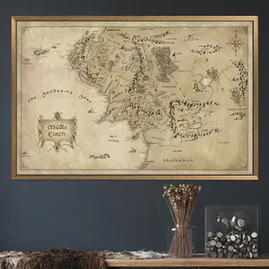 Middle Earth Map Unframed Poster – Vintage Fantasy World – Inspired Decor, Fourth Wing Quote Decor, Dark Academia Fantasy Bookish Decor, Dragon Rider Quote Print, BookTok Fan Gift,  Book Lover Wall Art