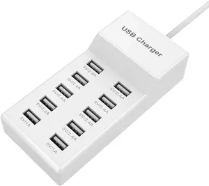 10-Port USB Wall Charger Station with Rapid Charging Auto-Detect Technology, Safety Guaranteed Multi-Port Adapter, Universal Charging Adapter for Family Multiple Devices (Smart Phones, Tablets, Laptops), Multi-Port Adapter Adapters, Universal Charging Ada