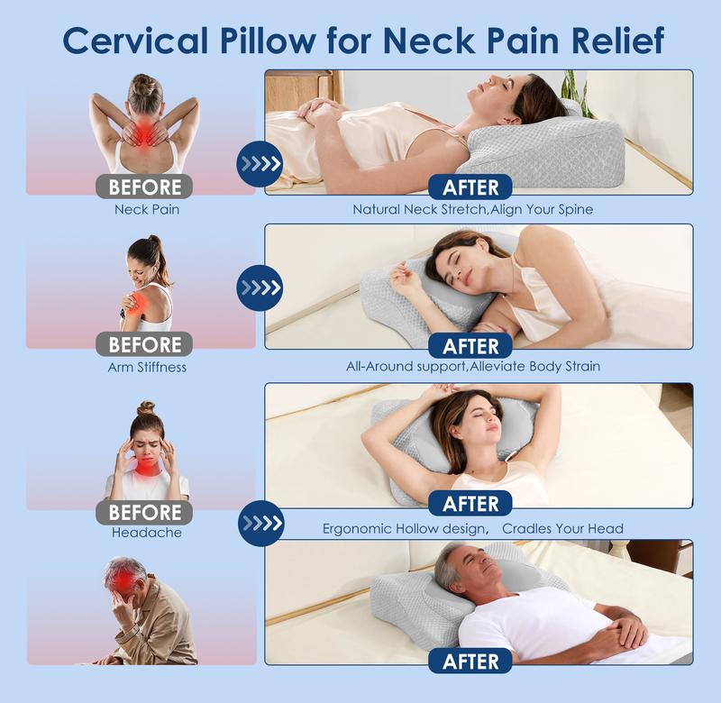 【JIAAO】Adjustable Cervical Pillow Cozy Sleeping for Neck Pain Relief, ergonomic pillow Memory Foam Neck Pillow pillow 【JIAAO】Adjustable Cervical Pillow Cozy Sleeping for Neck Pain Relief, ergonomic pillow Memory Foam Neck Pillow pillow