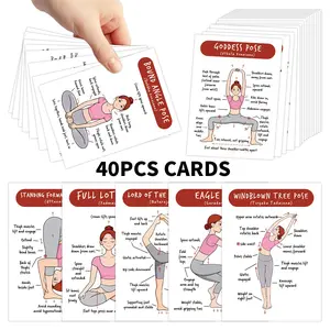 40pcs Yoga Pose Guide Card Set, Fitness Yoga Exercise Cards with Step-by-Step Poses, Yoga Asanas, Yoga Gift Card for Men and Women, Basic Practice Cards and Stretching Teaching, Suitable for Beginners, Evening & Morning Routines