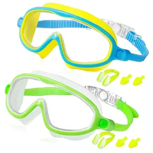 Swim Goggles 2 Counts Anti-Fog Anti-UV Wide View Swimming Goggles for Kids Water Goggles Swim Glasses