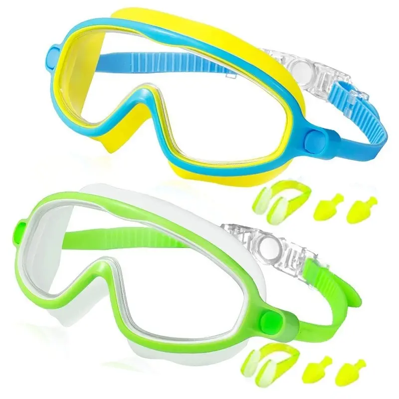 Swim Goggles 2 Counts Anti-Fog Anti-UV Wide View Swimming Goggles for Kids Water Goggles Swim Glasses
