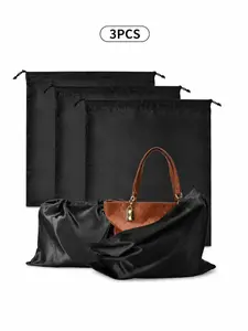 3-Pack Polyester Dustproof Drawstring Bags, Jewelry Storage, Travel Organizer, Large Capacity, Reusable, Soft Fabric, Secure Closure