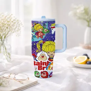 mikenda Cute Cartoon Fantasy Tumbler 40oz, Colorful Character Cup with Handle & Straw, Kawaii Style Drinkware, Thermal Flask, Insulated Cup, Perfect Gift for Kids, Back to School, Birthday