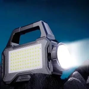 Portable Solar Powered Lighting, Solar Powered Handheld Flashlight with Side Lights, Outdoor Exploration Lighting for Camping & Hiking
