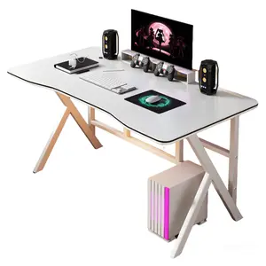 40 Inch Gaming Desk, Small K-Shaped Carbon Fiber Computer Desk with Cable Management, Ergonomic Modern Gaming Table for Home Office & Bedroom，