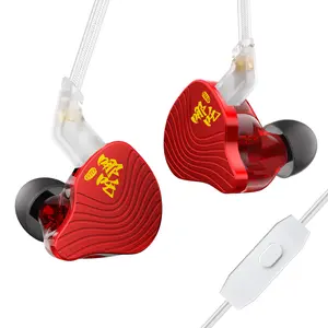 Keephifi KBEAR NZ02 Wired Gaming Earbuds 3D Stereo Sound Headset Dual Magnetic Drivers Headphone, Non-Detachable Cable 3.5mm Plug Durable Aluminium Alloy Cover Low Latency HiFi Electronic Audio for Gaming Music Black Silver Red