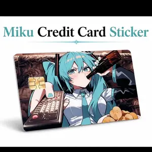Miku Credit Card Sticker Cover Featuring Anime Character with Blue Hair