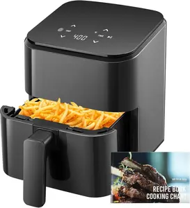 3 Qt Compact Air Fryer with Non-Stick Basket and Rack, User Friendly Simple Touchscreen, Cook in Simple Steps, Low-Oil Cooking Small Air Fryer, Space Saving Cooker