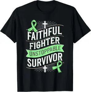 100% cotton Unisex Faithful Fighter Survivor Non-Hodgkin Lymphoma Awareness T-Shirt
