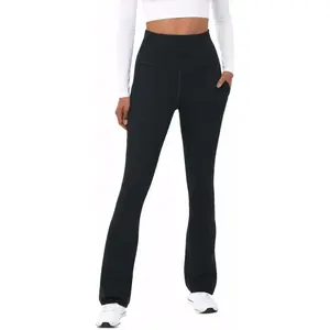 Womens Flare Yoga Pants High Waist Tummy Control Bootcut Flare Leggings Workout Wide Leg Pants with Pockets