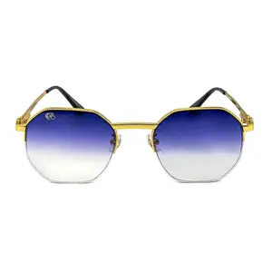 PARAGON – Half-Rim Gold Unisex Sunglasses, Indigo Tint