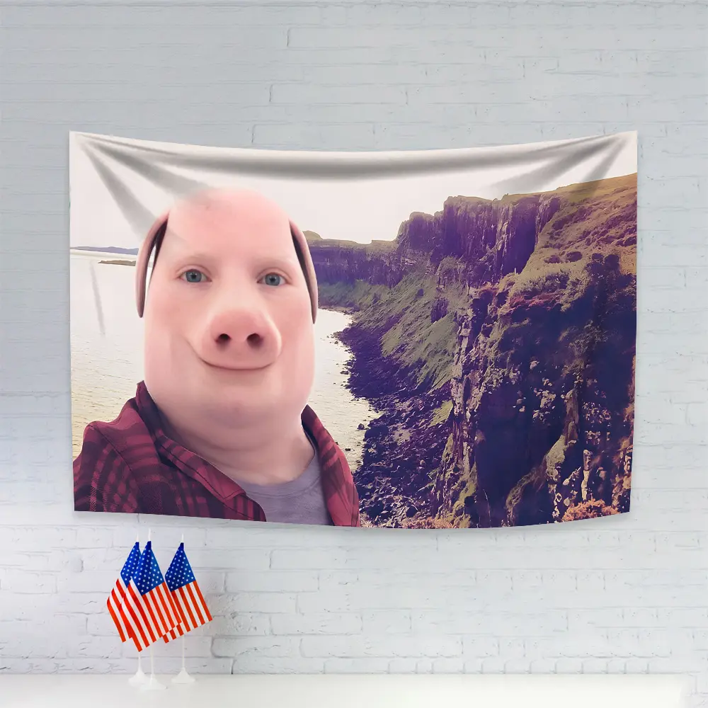 John Pork Smiling Throw Flag Wall Hanging Tapestry Room Decor Double penetration for Room Decor Dormitory Decor 60X40 Decoration Gift