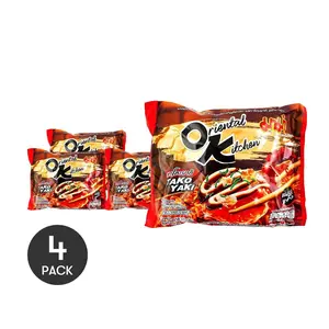 MAMA Thai Instant Noodles - Ok Noodle Stir-Fry, Takoyaki Flavor, 85g x 4 Pack | Convenient & Delicious!