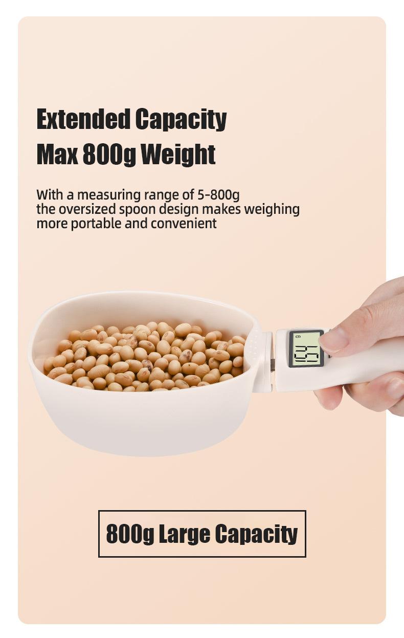Digital Measuring Spoon, Food Digital Measuring Scoop Scale High Precision with LCD Screen,Smart Adjustable Measure Cup for Home Cooks Bakers Chefs Pet Owners, Household Weighing Scoop for Kitchen