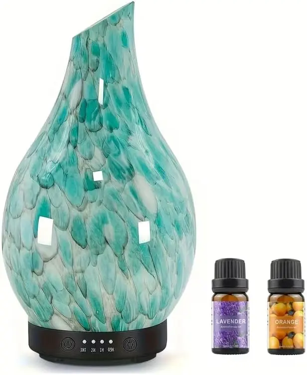 Essential Oil Diffuser 120ml - Handmade , BPA-Free, Auto Shut-Off, 4 Timer Settings, 7 Color-Changing LED for Home, Yoga, Office, Sending essential oils ﻿