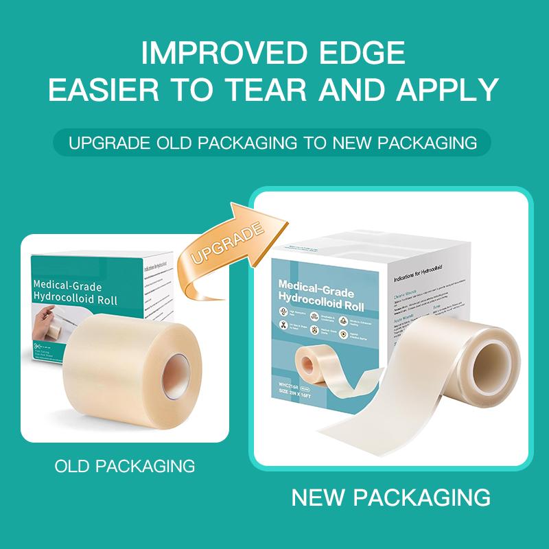 Upadated hydrocolloid Bandages,2in*12ft Hydrocolloid Roll for Wound Care,Medical-Grade Hydrocolloid Patch Bandages with Self-Adhesive, Flexible & Waterproof DIY Size & Shape (2in*12ft)