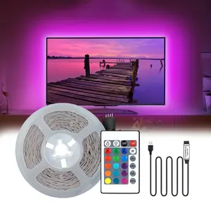 5v RGB TV Background LED Strip Light, 24 Key IR Controller, Cuttable, Easy Installation, DIY, Bedroom, Room, Home Theater, Party Decor