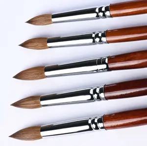 Kolinsky Red Wooden Acrylic Brushes, Professional Nail Art Brushes for Nail Care & Decoration, Acrylic Brush