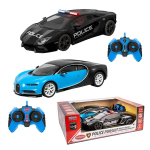 Police Pursuit RC Car Double Pack - Bugatti Chiron & Lamborghini Aventador 1:14 Scale Full-Function Remote Control Cars with LED Lights and 2 Controllers