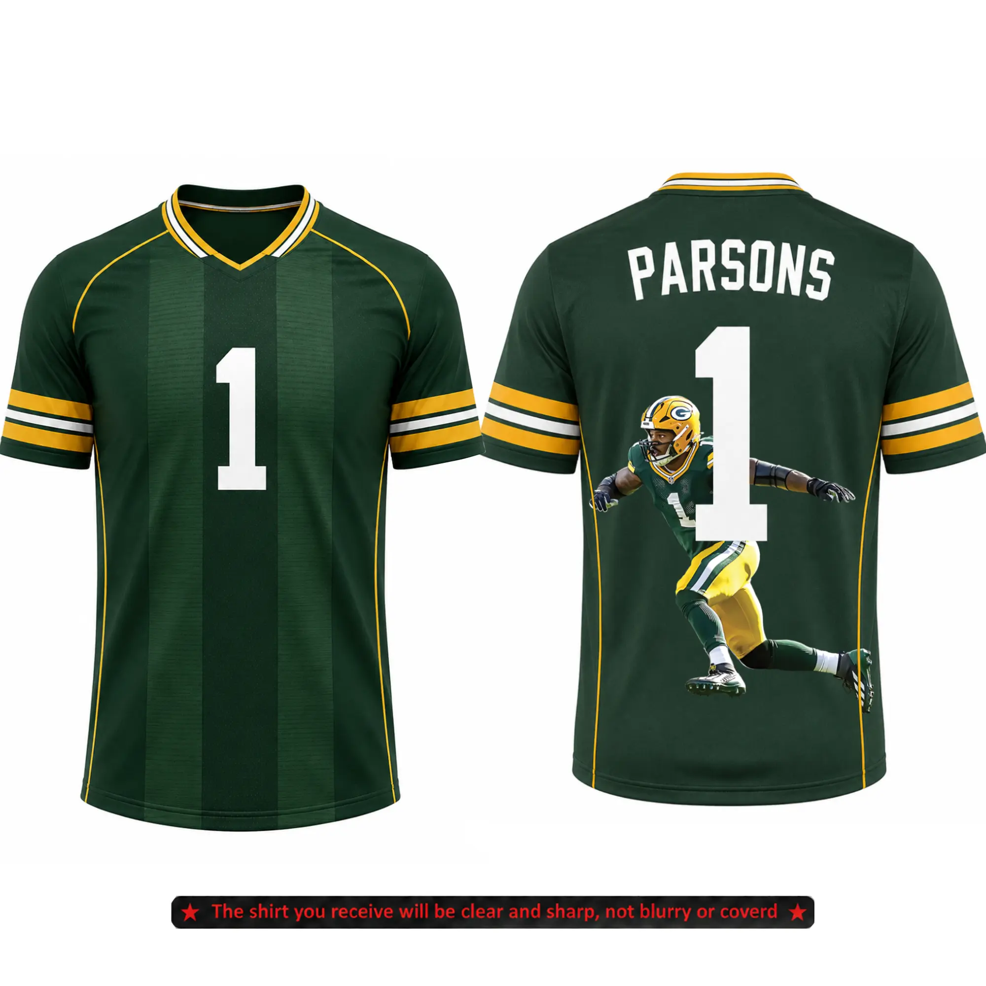 Micah Parsons #1 Packers Inspired Jersey, Premium 3D Football Shirt, Breathable Unisex Sports Jersey, Packers Nation Fan Gift