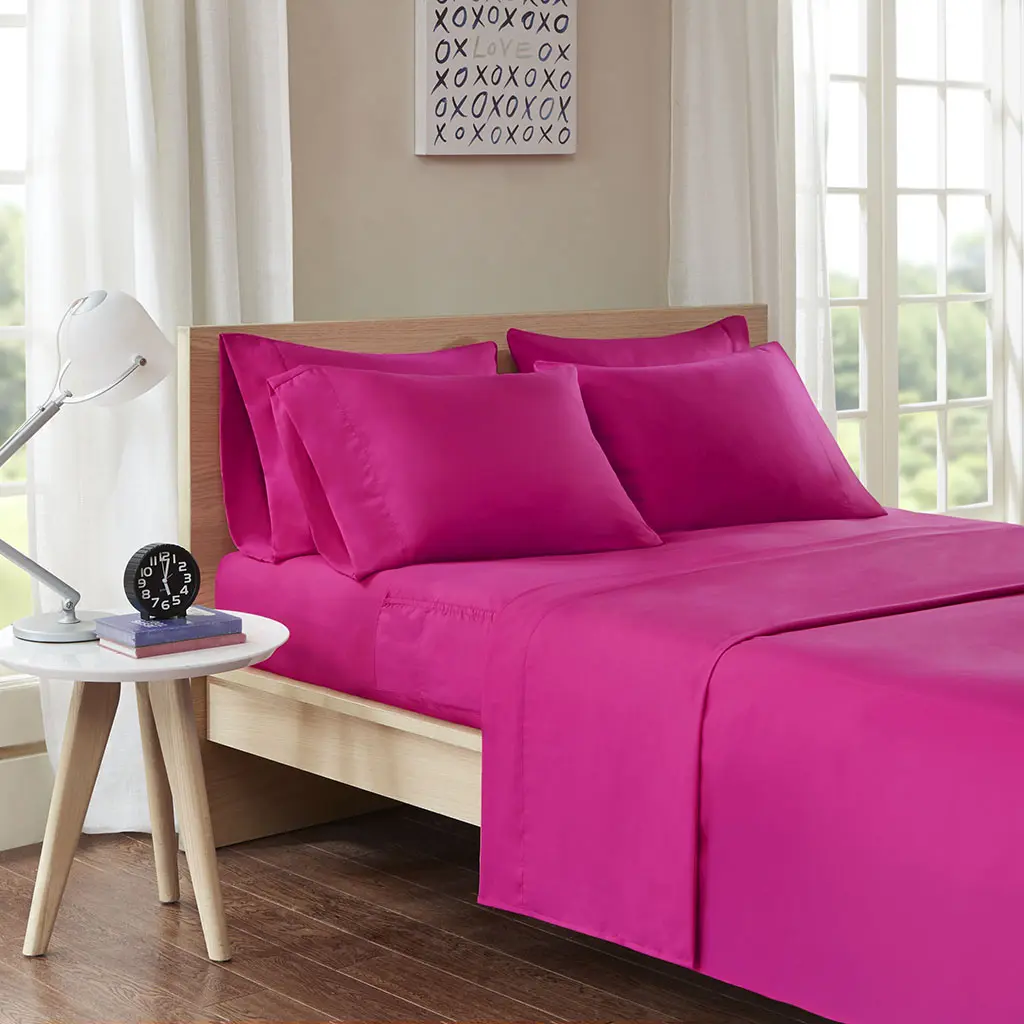 6 Piece Microfiber Bed Sheet Set with Side Pocket, Wrinkle Resistant, Soft Feel, Elastic 16" Deep Pocket, Modern All Season Cozy Bedding, Matching Pillow Case