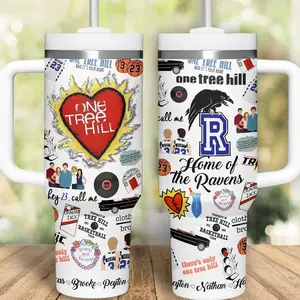 One Tree Hill Movies Custom Cup 40 oz Tumbler With Handle, Movie Tumbler 40oz, Movie Fantasy Gift Travel Cup