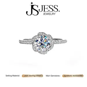 ��#181 Blossom��1ct Round Cut Real Synthetic Moissanite Ring S925 Sterling Silver Jewelry