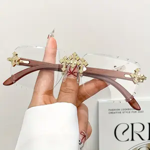 Unisex Men Women Moissanite Sunglasses Triple Cross Fashion Stylish Trendy Eyewear UV Protected Clear Lenses 5.5 Inch Frame with FDA Approved Features