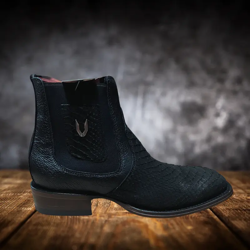 Handcrafted Square Toe Python Short Boot