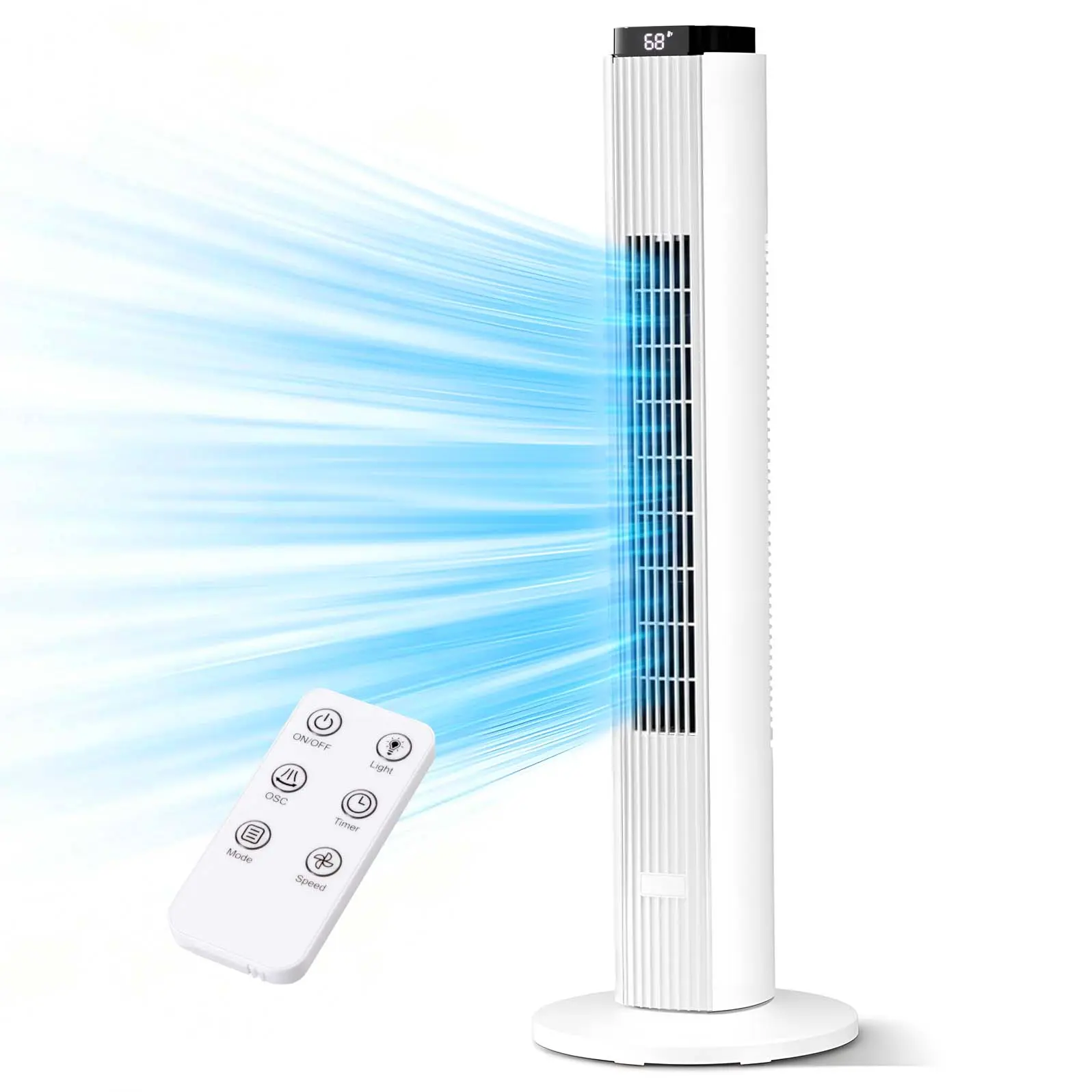 [DealsForYouDays]【NOT AC】Antarctic Star 37 Inch Tower Fan - Portable Electric Oscillating Fan,LED Display With Touch And Remote Control, Quiet Operation, 6 Speed Settings & Timer Function, Bladeless Floor Standing Fan for Bedroom, Office & Indoor su