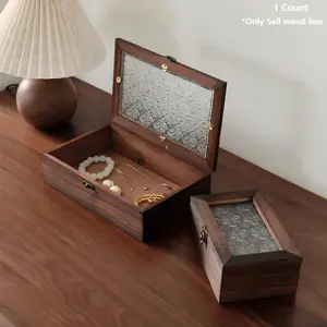 Wooden Jewelry Storage Box, Retro Design Solid Wood Keepsake Boxes for Jewelry, Card, Peals, Rustic Memory Gift Box, Organiser, Durable Wooden Box, Organized Box