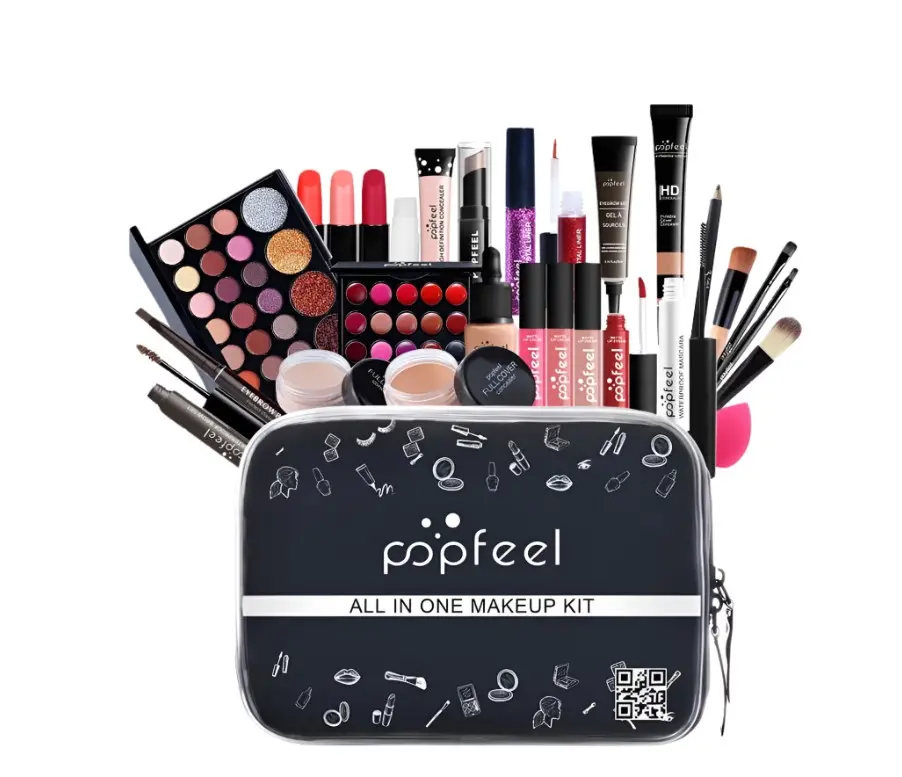 All-in-one Makeup Set Holiday Gift Surprise | Full Makeup Kit for Women Essential Starter Bundle Include Eyeshadow Palette Lipstick Blush Concealer Face Powder Eyeliner Mascara Soft Brush