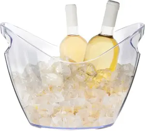 Ice Bucket Wine Bucket，Clear Acrylic 4 Liter Plastic Tub for Drinks and Parties, Food Grade, Perfect for Wine, Champagne or Beer Bottles